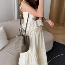 Load image into Gallery viewer, Small Woven Leather Tote Bag Classic Bucket Bag Shoulder Bag
