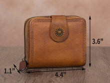 Load image into Gallery viewer, Retro Handmade Zipper Leather Short Wallets Purse for Women
