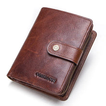 Load image into Gallery viewer, Genuine Leather Wallets Zipper Coin Purse Short Money Bag Quality Designer Rfid Walet Small Card Holder Clutch
