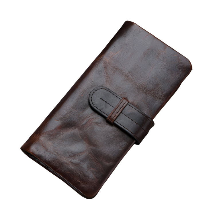 Retro Full Grain Leather Long Purse/Wallet