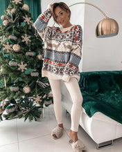 Load image into Gallery viewer, Loose Christmas Theme Jacquard Long Sleeve Sweater
