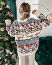 Load image into Gallery viewer, Loose Christmas Theme Jacquard Long Sleeve Sweater
