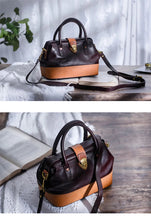 Load image into Gallery viewer, Women Leather Doctor Bag Color Block Weekend Daily Small Handbag Shoulder Bag
