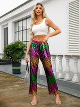 Load image into Gallery viewer, Mardi Gras Color Block Sequins Pants
