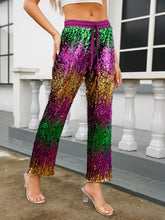 Load image into Gallery viewer, Mardi Gras Color Block Sequins Pants
