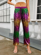 Load image into Gallery viewer, Mardi Gras Color Block Sequins Pants
