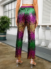 Load image into Gallery viewer, Mardi Gras Color Block Sequins Pants
