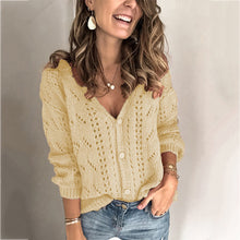 Load image into Gallery viewer, Pink V-neck Long Sleeve Buttons Down Sweater
