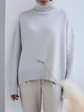 Load image into Gallery viewer, Thickened knitted sweater Loose turtleneck Pullover
