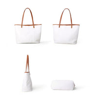 Load image into Gallery viewer, White Color Block Large Leather Tote
