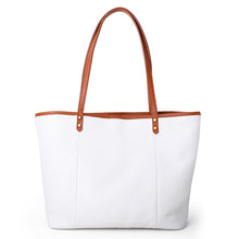 Load image into Gallery viewer, White Color Block Large Leather Tote
