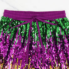 Load image into Gallery viewer, Mardi Gras Color Block Sequins Pants
