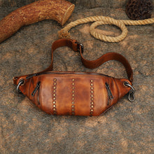 Load image into Gallery viewer, Rivet Leather Sling Bag Crossbody Chest Shoulder Bag
