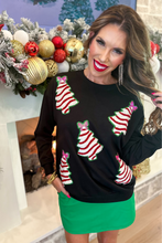 Load image into Gallery viewer, Bow Tree Sequins Long Sleeve Christmas Sweatshirt
