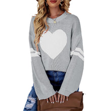 Load image into Gallery viewer, Valentines Heart  Long Sleeve Crew Neck Chunky Knitted Pullover Ribbed Sweater
