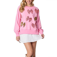 Load image into Gallery viewer, Christmas Bow Sequined Long Sleeve Sweatshirt
