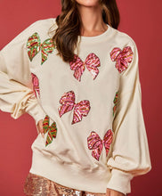 Load image into Gallery viewer, Christmas Bow Sequined Long Sleeve Sweatshirt
