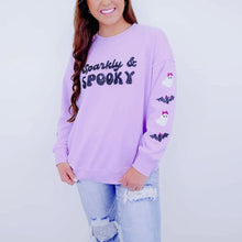 Load image into Gallery viewer, Purple Halloween Sparkly Spooky Sequin Sweatshirt
