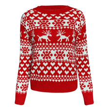 Load image into Gallery viewer, Christmas Elk Snowflake Heart Long Sleeves Knitted Sweater
