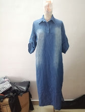 Load image into Gallery viewer, Washe Collar Maxi Denim Dress
