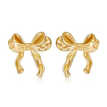 Load image into Gallery viewer, Cute Ribbon Earrings Gold Silver Bow Knot Earring Bow Stud Earrings
