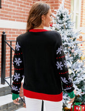 Load image into Gallery viewer, Santa Graphic Round Neck Long Sleeve Sweater
