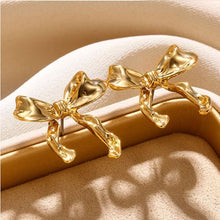 Load image into Gallery viewer, Cute Ribbon Earrings Gold Silver Bow Knot Earring Bow Stud Earrings
