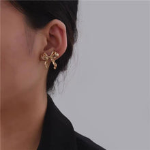 Load image into Gallery viewer, Cute Ribbon Earrings Gold Silver Bow Knot Earring Bow Stud Earrings
