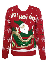 Load image into Gallery viewer, Santa Graphic Round Neck Long Sleeve Sweater
