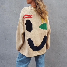 Load image into Gallery viewer, Feel Good Knit Colorful Smiley Face Loose Pullover Sweater
