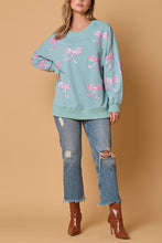 Load image into Gallery viewer, Bow Sequin Casual Loose Long Sleeve Sweatshirt
