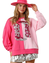 Load image into Gallery viewer, Howdy Cowboy Boots Sequin Loose Oversized Pullover Sweatshirt
