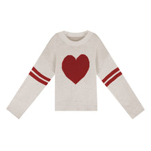 Load image into Gallery viewer, Valentines Heart  Long Sleeve Crew Neck Chunky Knitted Pullover Ribbed Sweater
