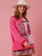 Load image into Gallery viewer, Howdy Cowboy Boots Sequin Loose Oversized Pullover Sweatshirt
