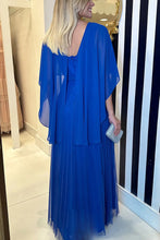 Load image into Gallery viewer, Ready for Holiday Cape Sleeve Tie-up Pleated Maxi Dress
