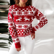 Load image into Gallery viewer, Christmas Elk Snowflake Heart Long Sleeves Knitted Sweater
