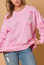 Load image into Gallery viewer, Bow Sequin Casual Loose Long Sleeve Sweatshirt
