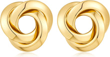 Load image into Gallery viewer, 18K Gold Knot Stud Small Twisted Earring
