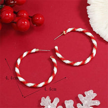 Load image into Gallery viewer, Gold Red White Twisted Wrapping Christmas Drop Dangling Open Hoops
