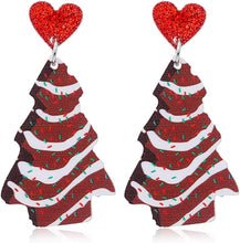 Load image into Gallery viewer, Red Crystal Bell Christmas Hat Earrings
