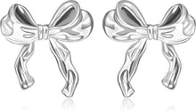 Load image into Gallery viewer, Cute Ribbon Earrings Gold Silver Bow Knot Earring Bow Stud Earrings
