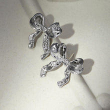 Load image into Gallery viewer, Cute Ribbon Earrings Gold Silver Bow Knot Earring Bow Stud Earrings
