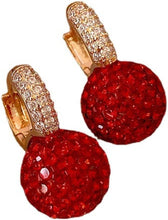 Load image into Gallery viewer, Red Strawberry Rhinestone Earrings
