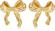 Load image into Gallery viewer, Cute Ribbon Earrings Gold Silver Bow Knot Earring Bow Stud Earrings
