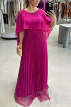 Load image into Gallery viewer, Ready for Holiday Cape Sleeve Tie-up Pleated Maxi Dress
