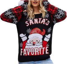 Load image into Gallery viewer, Ugly Christmas Sweater Santa Claus Printed Embroidered Round Neck Knit Sweater
