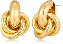 Load image into Gallery viewer, 18K Gold Knot Stud Small Twisted Earring
