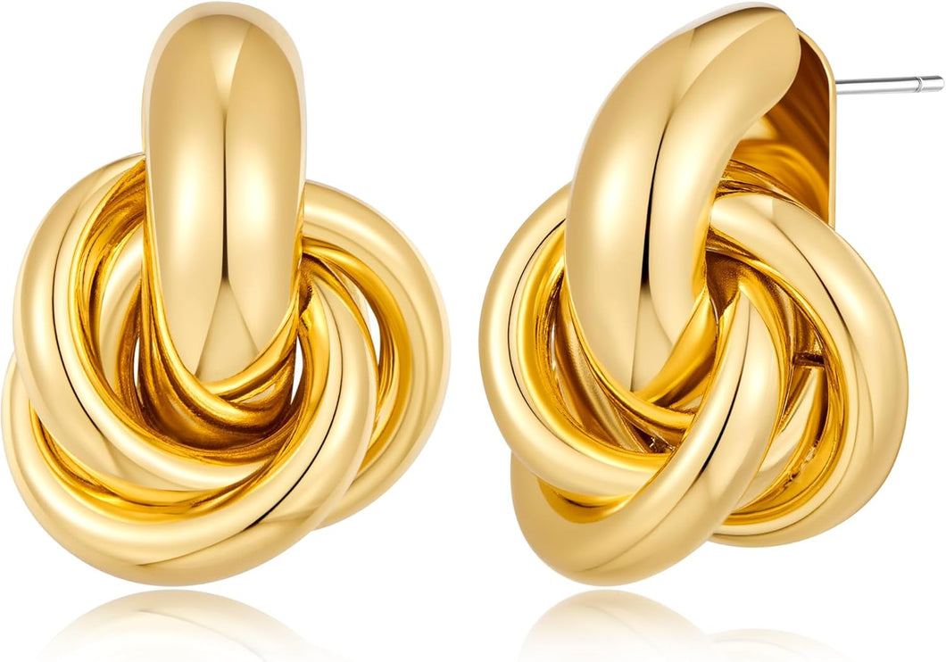 18K Gold Knot Stud Small Twisted Earring