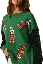 Load image into Gallery viewer, Gingerbread Sequins Patchwork Christmas Sweatshirt
