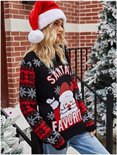 Load image into Gallery viewer, Ugly Christmas Sweater Santa Claus Printed Embroidered Round Neck Knit Sweater
